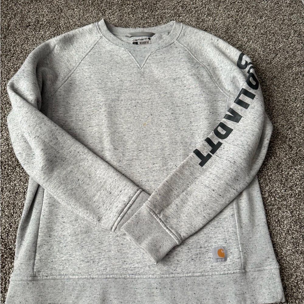 Carhartt Gray Crewneck Sweatshirt with Black Sleeve Logo